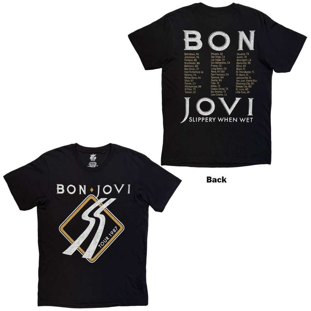 Bon Jovi - Slippery When Wet '87 Mens Tshirt - Black